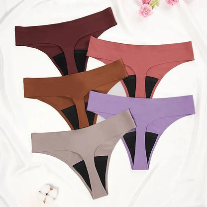 New Design Seamless Low Waist Leak Proof 4 Layer Menstrual Panties Washable Light Flow Period Panties For Women Thong - A-1 Thread Vault
