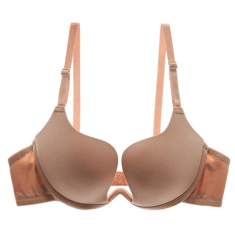 New Hot Sexy Bra Push Up U Plunge Bra Of Underwear Women D Cup Seamless Half Cup Bra And Brief Dress Lingerie Halter Solid Black - A-1 Thread Vault
