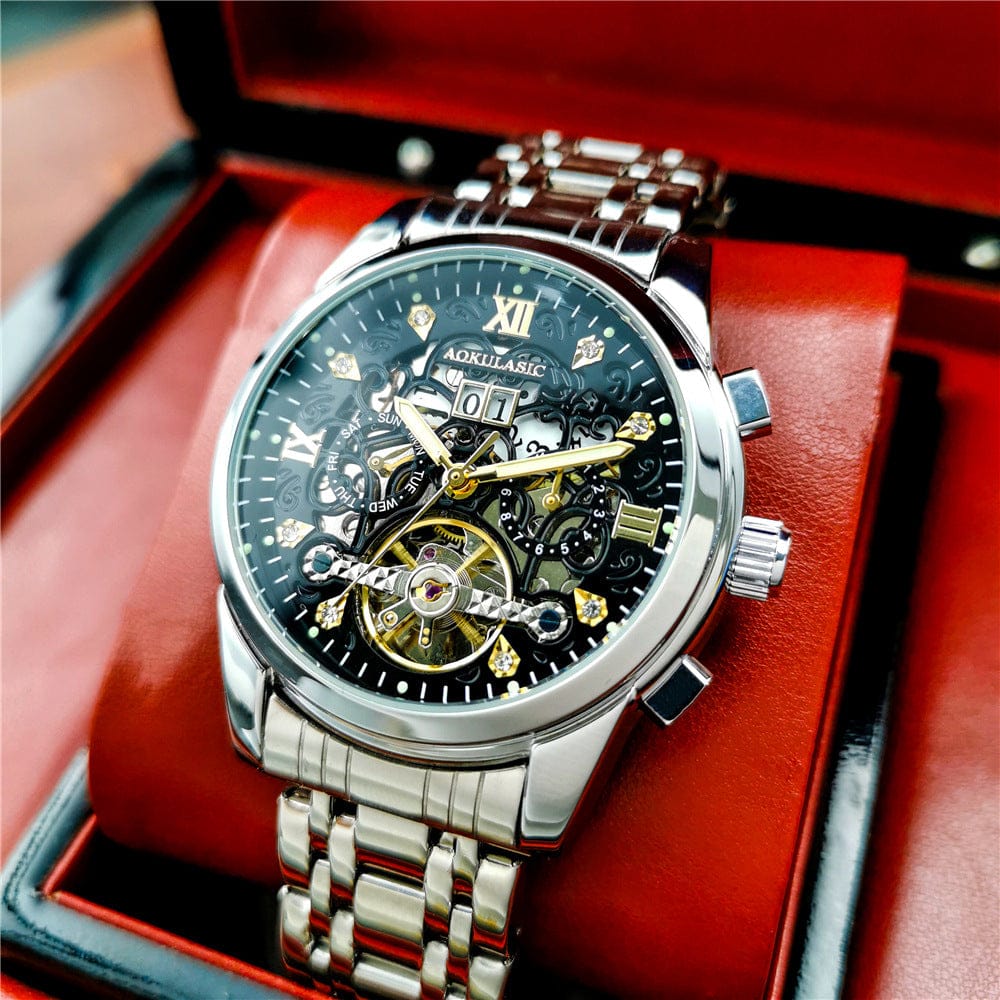 New Mens Large-rotor Skeleton Automatic Mechanical Watch - A-1 Thread Vault