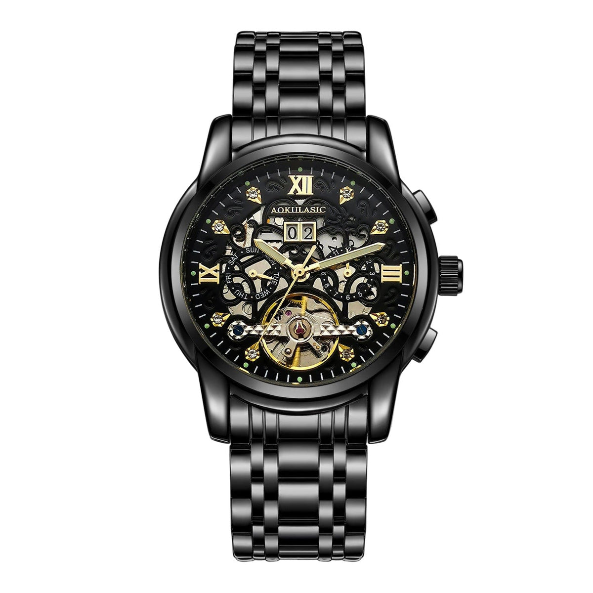 New Mens Large-rotor Skeleton Automatic Mechanical Watch - A-1 Thread Vault