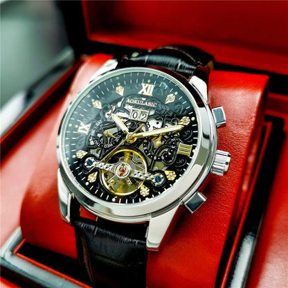 New Mens Large-rotor Skeleton Automatic Mechanical Watch - A-1 Thread Vault