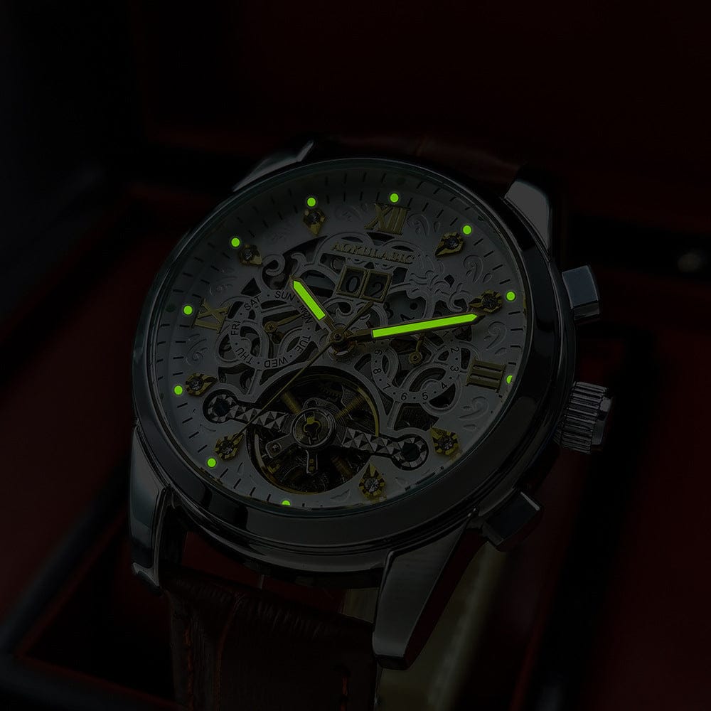 New Mens Large-rotor Skeleton Automatic Mechanical Watch - A-1 Thread Vault