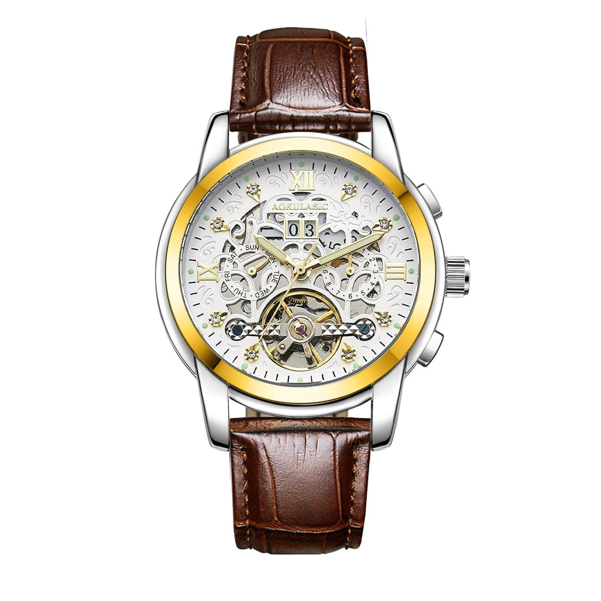 New Mens Large-rotor Skeleton Automatic Mechanical Watch - A-1 Thread Vault