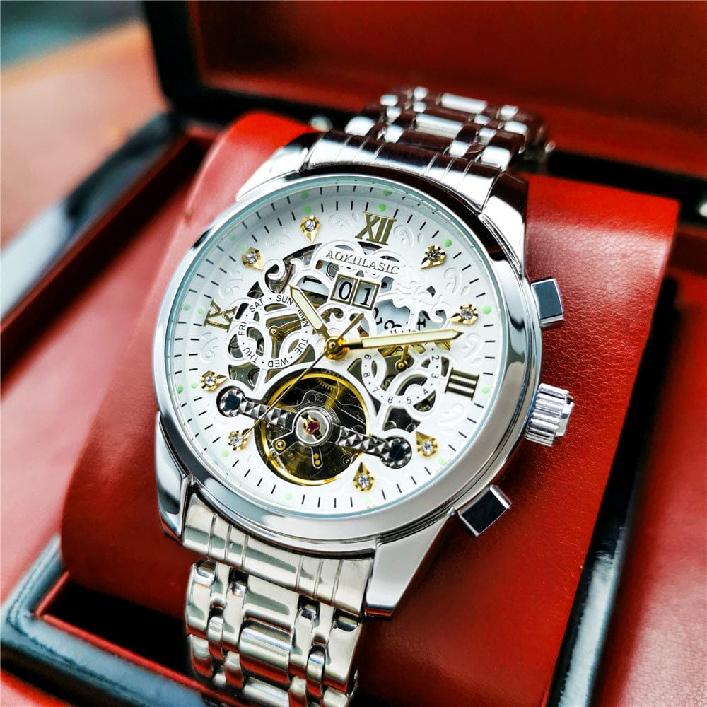 New Mens Large-rotor Skeleton Automatic Mechanical Watch - A-1 Thread Vault