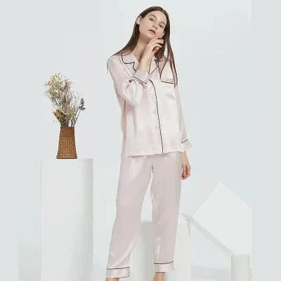 New Natural 100% Mulberry Silk Pajamas Women Set Suit Female Nghtwear Lady Sex Fashion Bed 19mm Heavy Home Service Homewear - A-1 Thread Vault