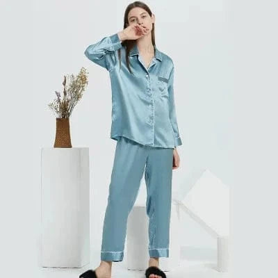 New Natural 100% Mulberry Silk Pajamas Women Set Suit Female Nghtwear Lady Sex Fashion Bed 19mm Heavy Home Service Homewear - A-1 Thread Vault