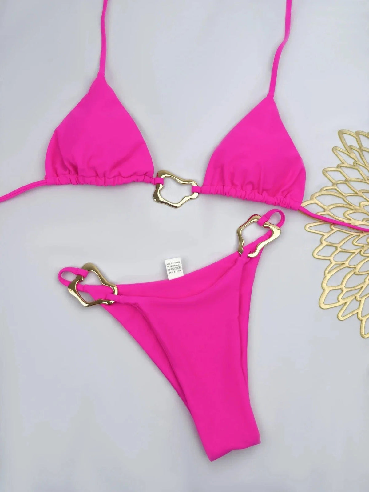New Sexy Bikini Solid Color Lace-up Split Two-piece Swimsuit for Women - A-1 Thread Vault