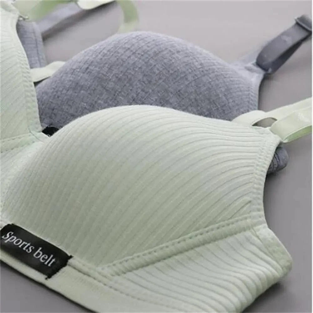 New Simple Cotton Girl Bra Underwear Student Bra Teen Thin Section Without Steel Ring Comfortable Sleep Bra Sports Vest - A-1 Thread Vault