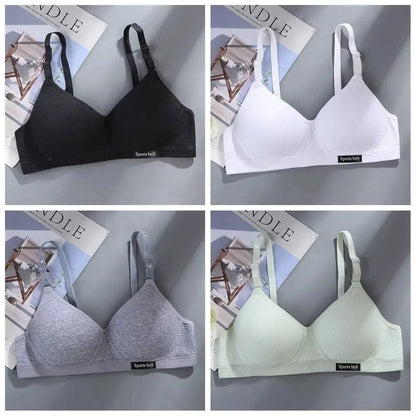 New Simple Cotton Girl Bra Underwear Student Bra Teen Thin Section Without Steel Ring Comfortable Sleep Bra Sports Vest - A-1 Thread Vault