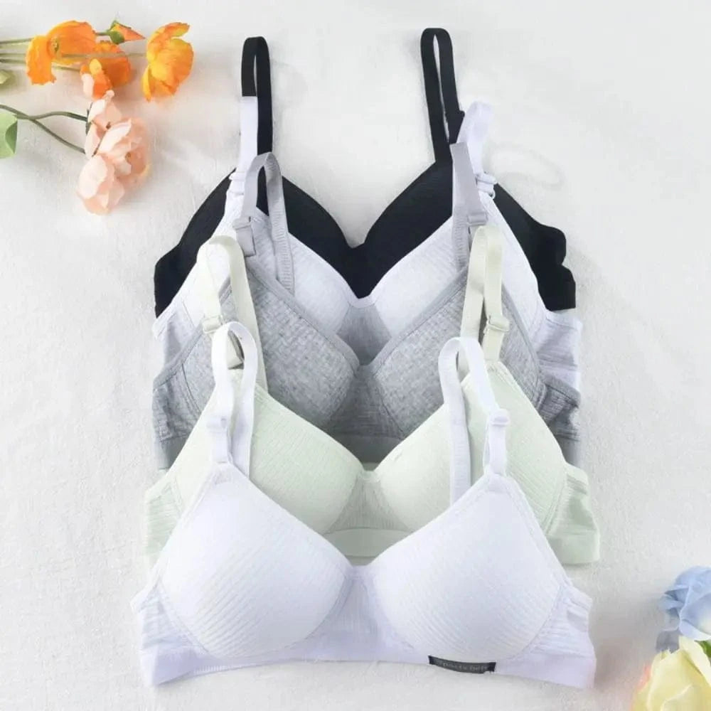 New Simple Cotton Girl Bra Underwear Student Bra Teen Thin Section Without Steel Ring Comfortable Sleep Bra Sports Vest - A-1 Thread Vault