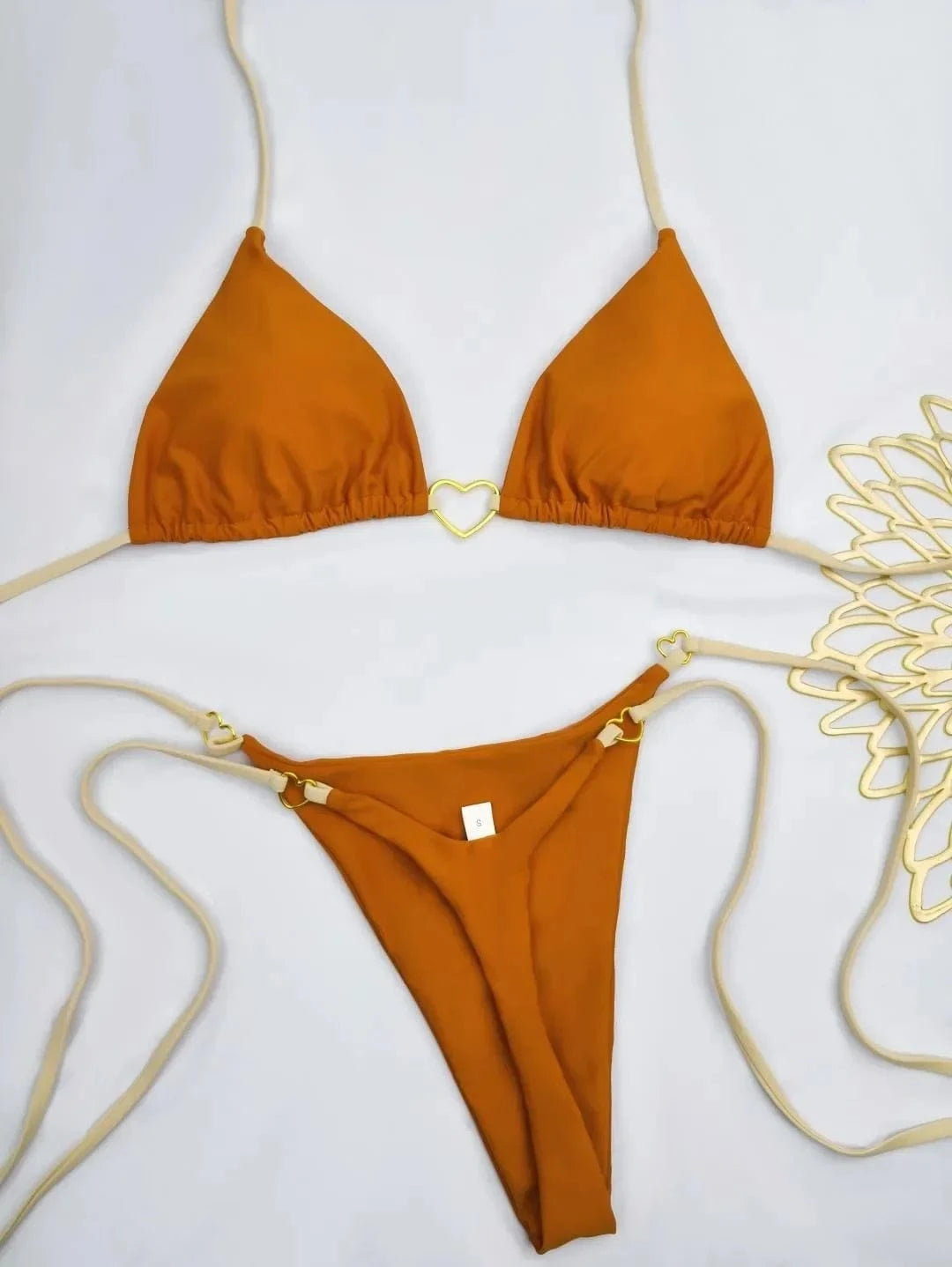 New Solid Color White Bikini Women suit Low Waist Lace-up Fashionable Swimsuit Two-piece Set - A-1 Thread Vault