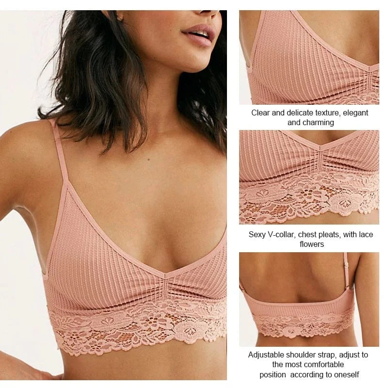 New Women Homewear Thin Bra Seamless Wire Free Ladies Lace Bralette Backless Cotton Sleep Women's Underwear Lace Lingerie - A-1 Thread Vault