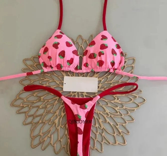 New Women's Bikini Split Print Swimwear Fashion G-string Beach Holiday - A-1 Thread Vault