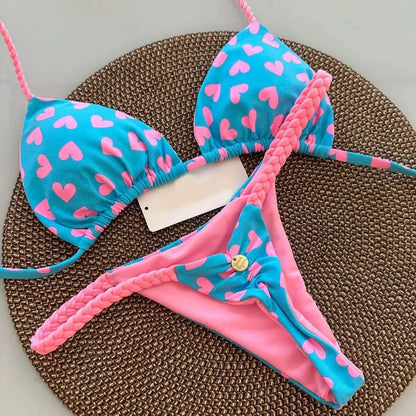 New Women's Bikini Split Print Swimwear Fashion G-string Beach Holiday - A-1 Thread Vault