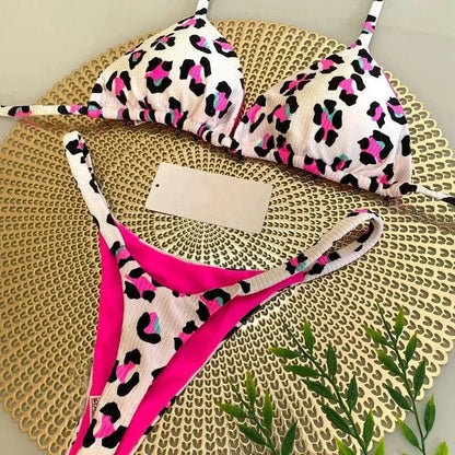 New Women's Bikini Split Print Swimwear Fashion G-string Beach Holiday - A-1 Thread Vault