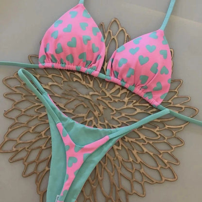 New Women's Bikini Split Print Swimwear Fashion G-string Beach Holiday - A-1 Thread Vault