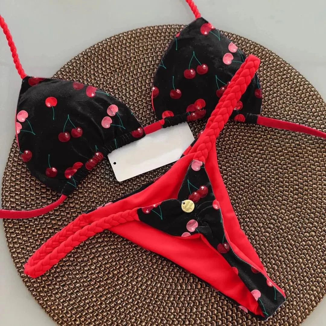 New Women's Bikini Split Print Swimwear Fashion G-string Beach Holiday - A-1 Thread Vault