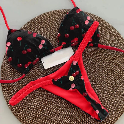 New Women's Bikini Split Print Swimwear Fashion G-string Beach Holiday - A-1 Thread Vault