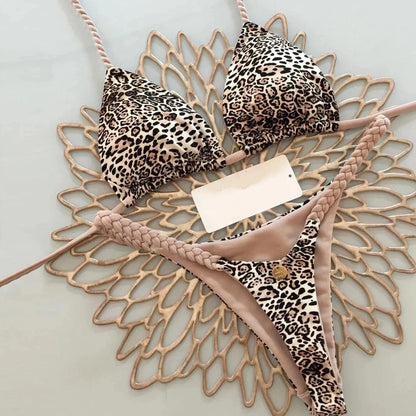 New Women's Bikini Split Print Swimwear Fashion G-string Beach Holiday - A-1 Thread Vault