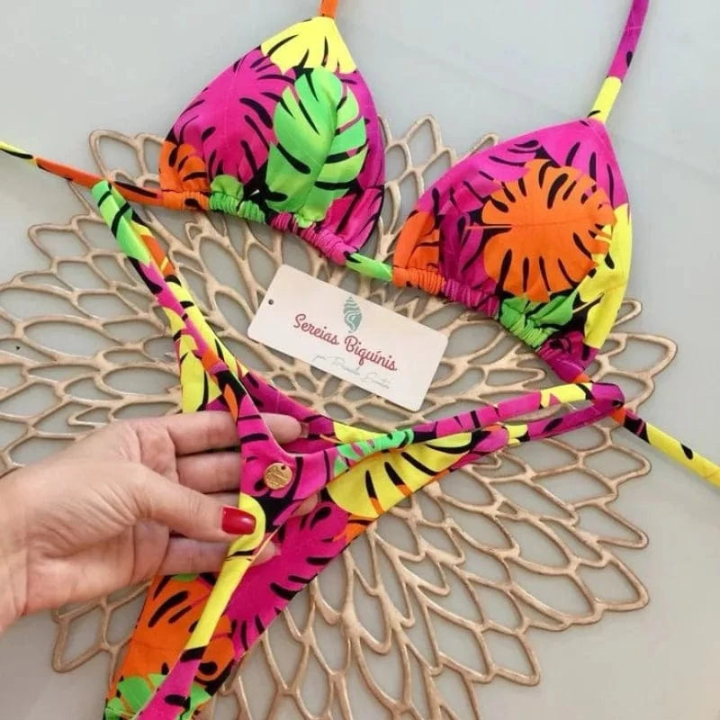 New Women's Bikini Split Print Swimwear Fashion G-string Beach Holiday - A-1 Thread Vault