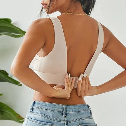 New Women's Bras Seamless Bras For Women Sexy Lingerie Deep V Backless Bralette Intimates Push Up Bra Back Closure Brassiere - A-1 Thread Vault