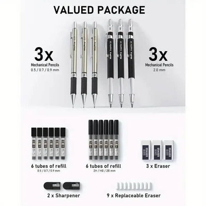 Nicpro Art Mechanical Pencil Set for Writing, Sketching, Drawing With Lead Refills Case - A-1 Thread Vault