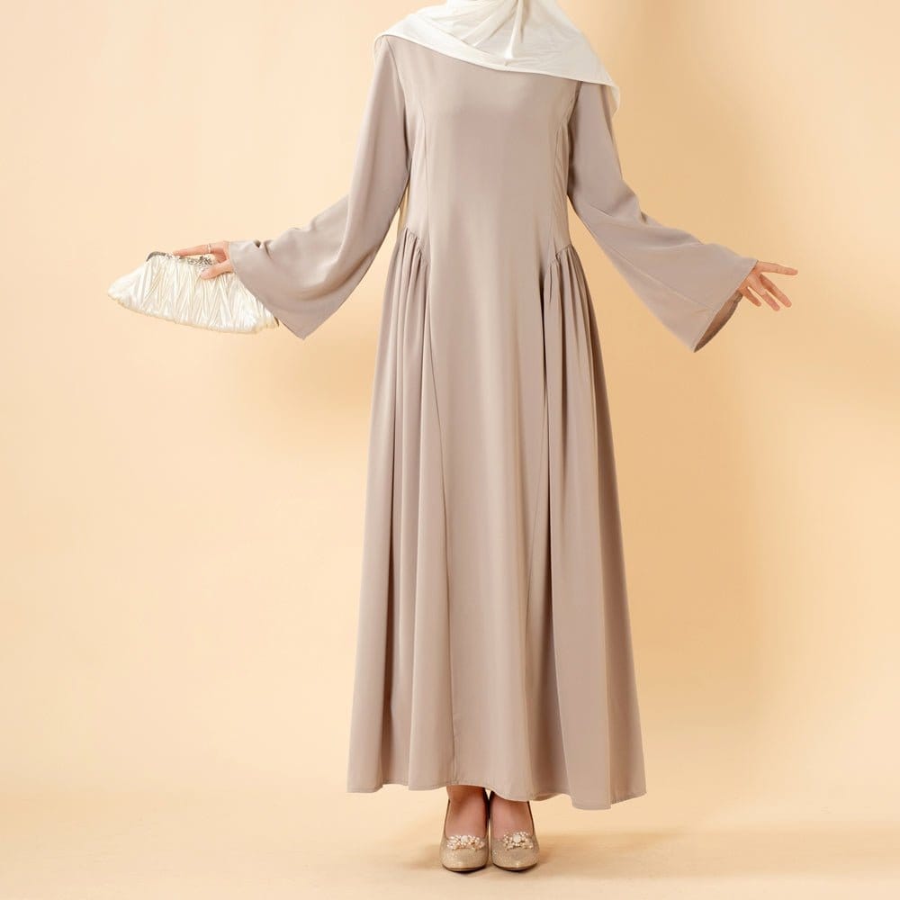 Nida Flared Maxi Dress with Pleated A-Line Skirt & Wide Bell Sleeves(MS435) - A-1 Thread Vault