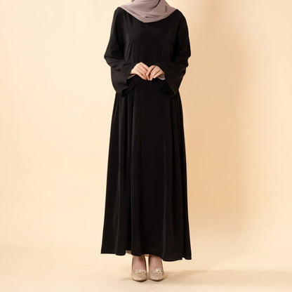 Nida Flared Maxi Dress with Pleated A-Line Skirt & Wide Bell Sleeves(MS435) - A-1 Thread Vault