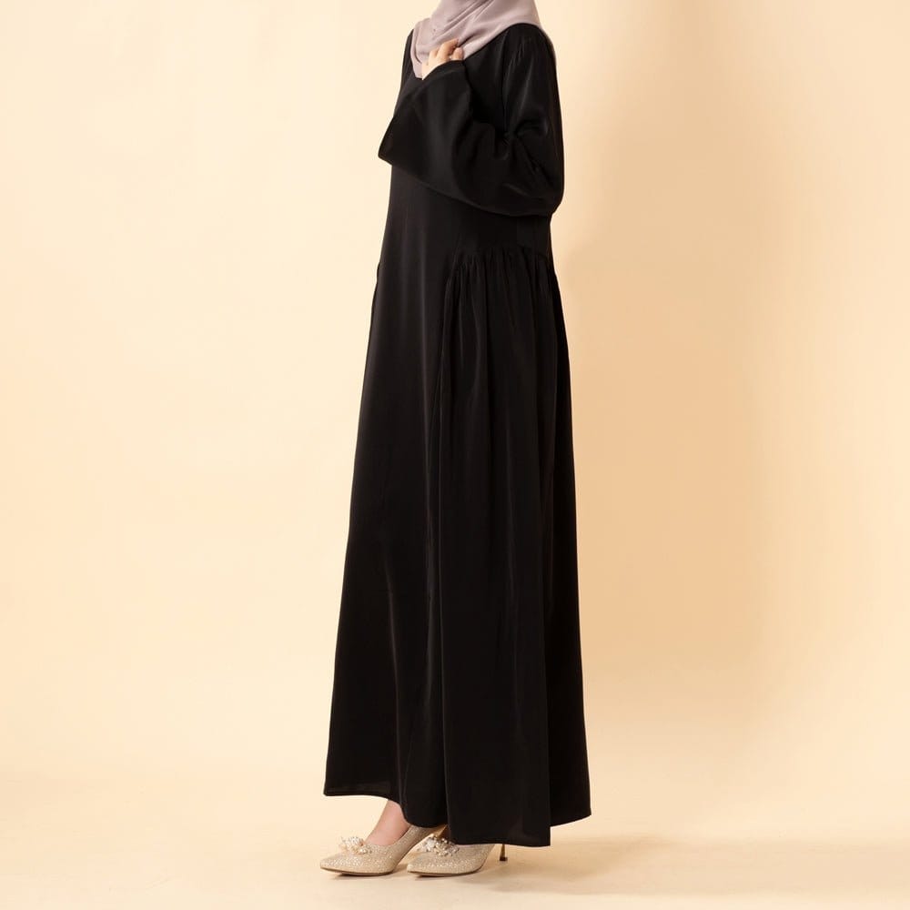 Nida Flared Maxi Dress with Pleated A-Line Skirt & Wide Bell Sleeves(MS435) - A-1 Thread Vault