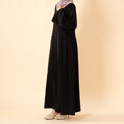 Nida Flared Maxi Dress with Pleated A-Line Skirt & Wide Bell Sleeves(MS435) - A-1 Thread Vault