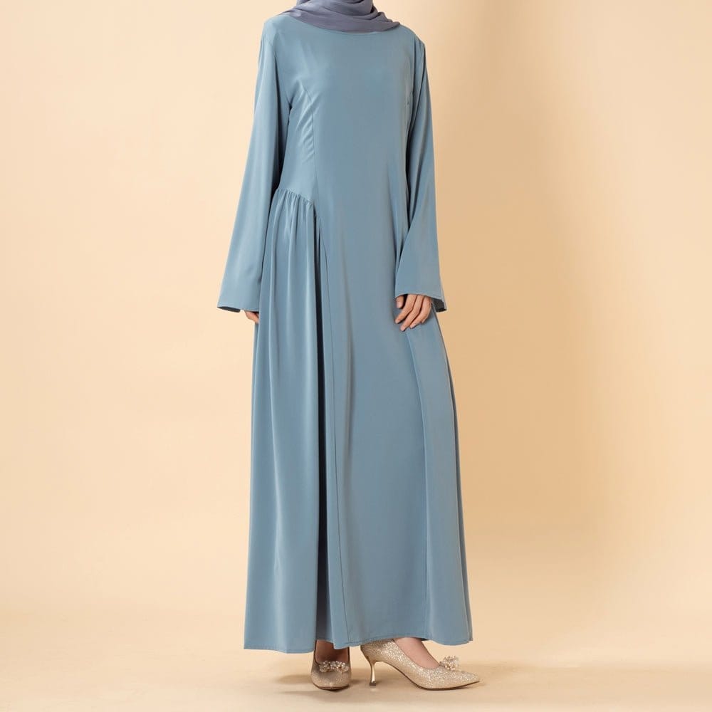 Nida Flared Maxi Dress with Pleated A-Line Skirt & Wide Bell Sleeves(MS435) - A-1 Thread Vault