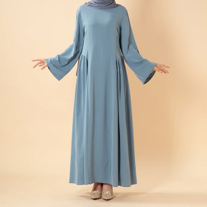 Nida Flared Maxi Dress with Pleated A-Line Skirt & Wide Bell Sleeves(MS435) - A-1 Thread Vault