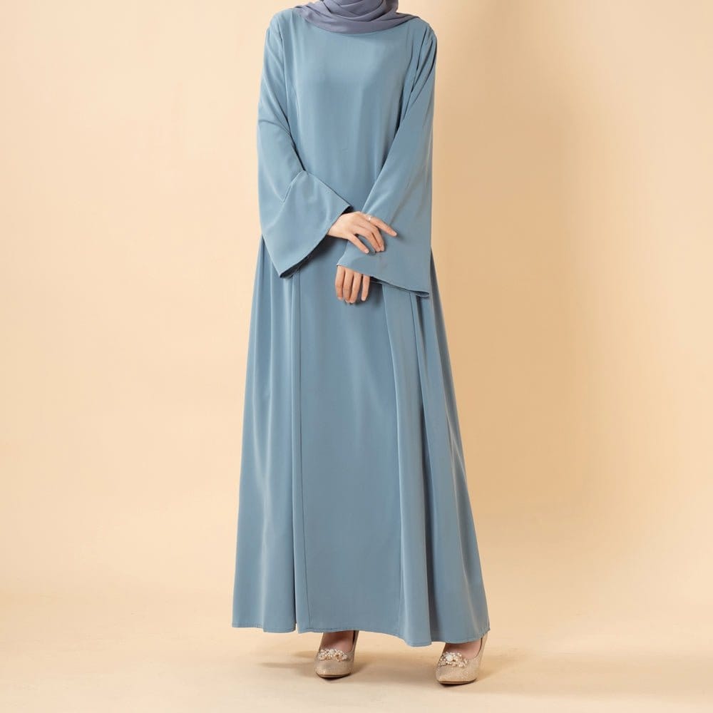 Nida Flared Maxi Dress with Pleated A-Line Skirt & Wide Bell Sleeves(MS435) - A-1 Thread Vault