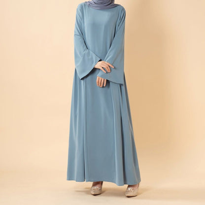 Nida Flared Maxi Dress with Pleated A-Line Skirt & Wide Bell Sleeves(MS435) - A-1 Thread Vault