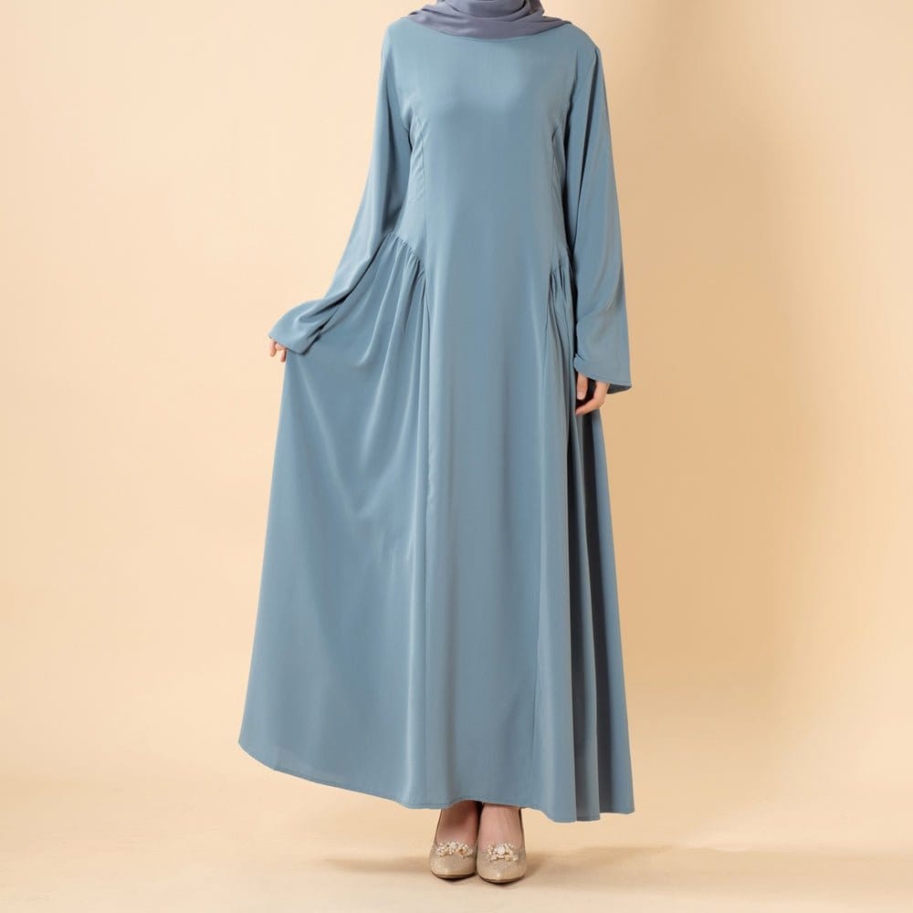 Nida Flared Maxi Dress with Pleated A-Line Skirt & Wide Bell Sleeves(MS435) - A-1 Thread Vault