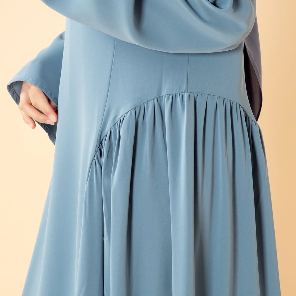 Nida Flared Maxi Dress with Pleated A-Line Skirt & Wide Bell Sleeves(MS435) - A-1 Thread Vault