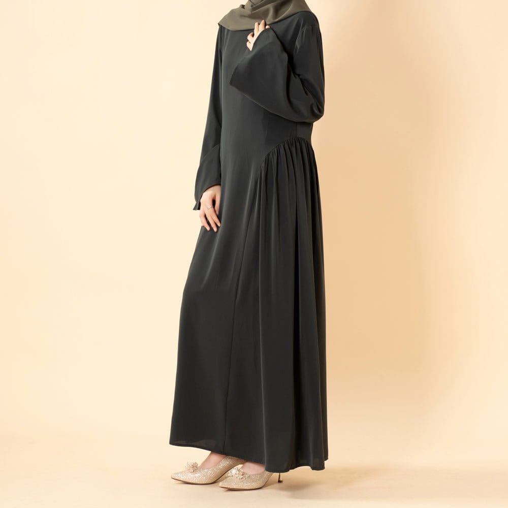 Nida Flared Maxi Dress with Pleated A-Line Skirt & Wide Bell Sleeves(MS435) - A-1 Thread Vault