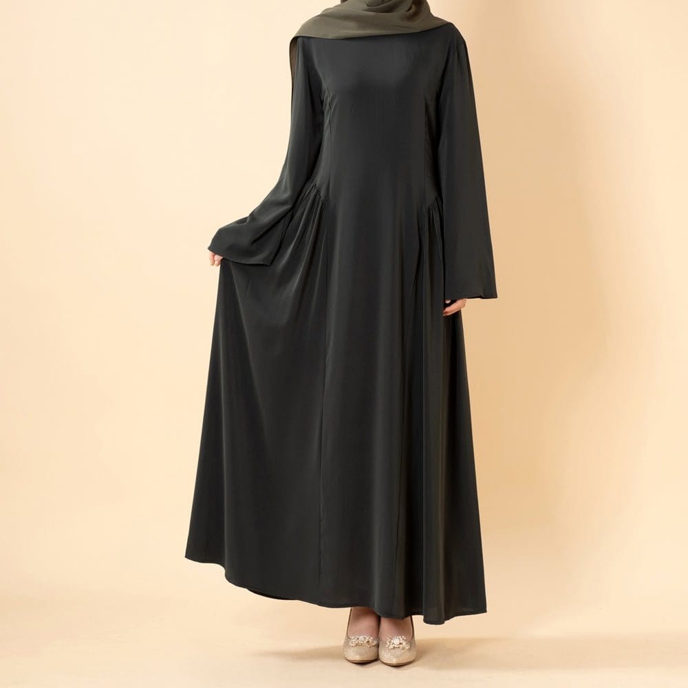 Nida Flared Maxi Dress with Pleated A-Line Skirt & Wide Bell Sleeves(MS435) - A-1 Thread Vault