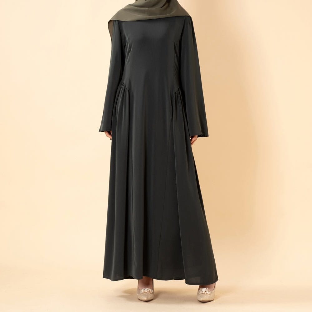 Nida Flared Maxi Dress with Pleated A-Line Skirt & Wide Bell Sleeves(MS435) - A-1 Thread Vault