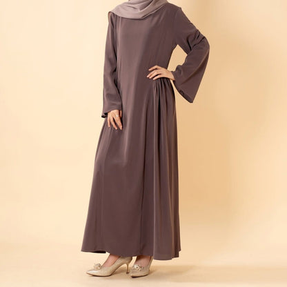 Nida Flared Maxi Dress with Pleated A-Line Skirt & Wide Bell Sleeves(MS435) - A-1 Thread Vault