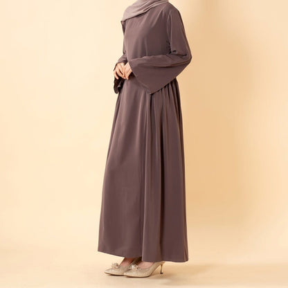 Nida Flared Maxi Dress with Pleated A-Line Skirt & Wide Bell Sleeves(MS435) - A-1 Thread Vault