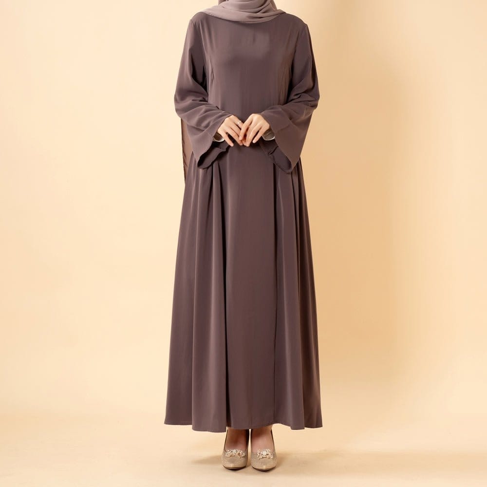 Nida Flared Maxi Dress with Pleated A-Line Skirt & Wide Bell Sleeves(MS435) - A-1 Thread Vault