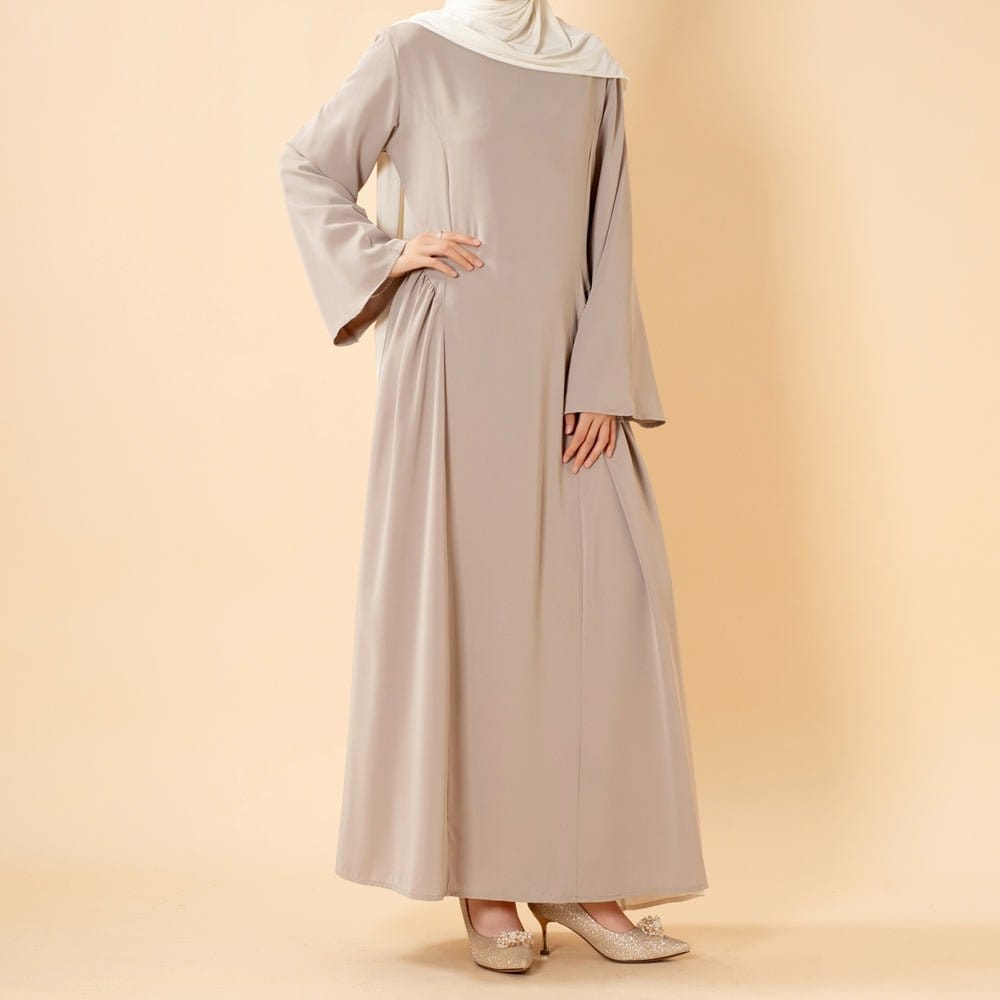 Nida Flared Maxi Dress with Pleated A-Line Skirt & Wide Bell Sleeves(MS435) - A-1 Thread Vault