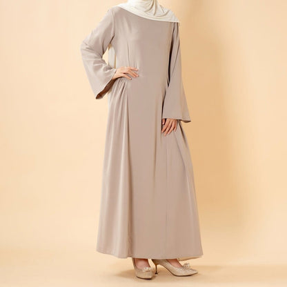 Nida Flared Maxi Dress with Pleated A-Line Skirt & Wide Bell Sleeves(MS435) - A-1 Thread Vault