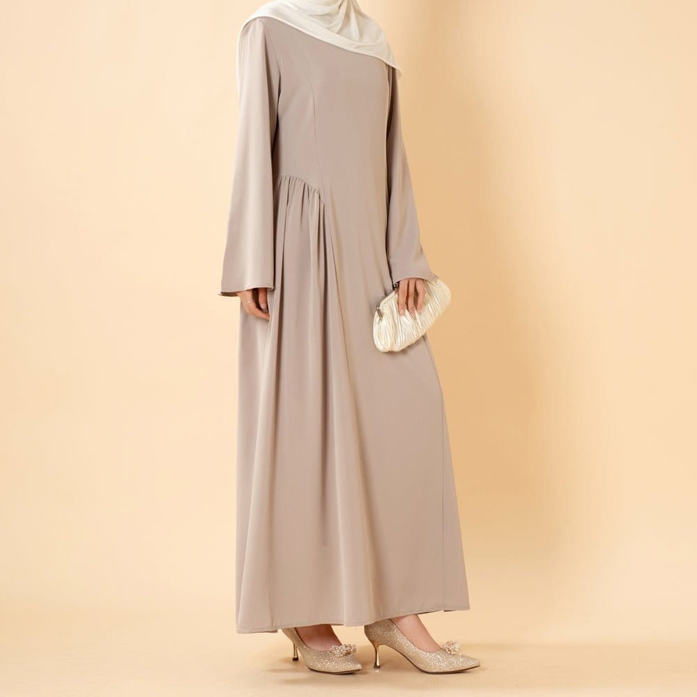 Nida Flared Maxi Dress with Pleated A-Line Skirt & Wide Bell Sleeves(MS435) - A-1 Thread Vault