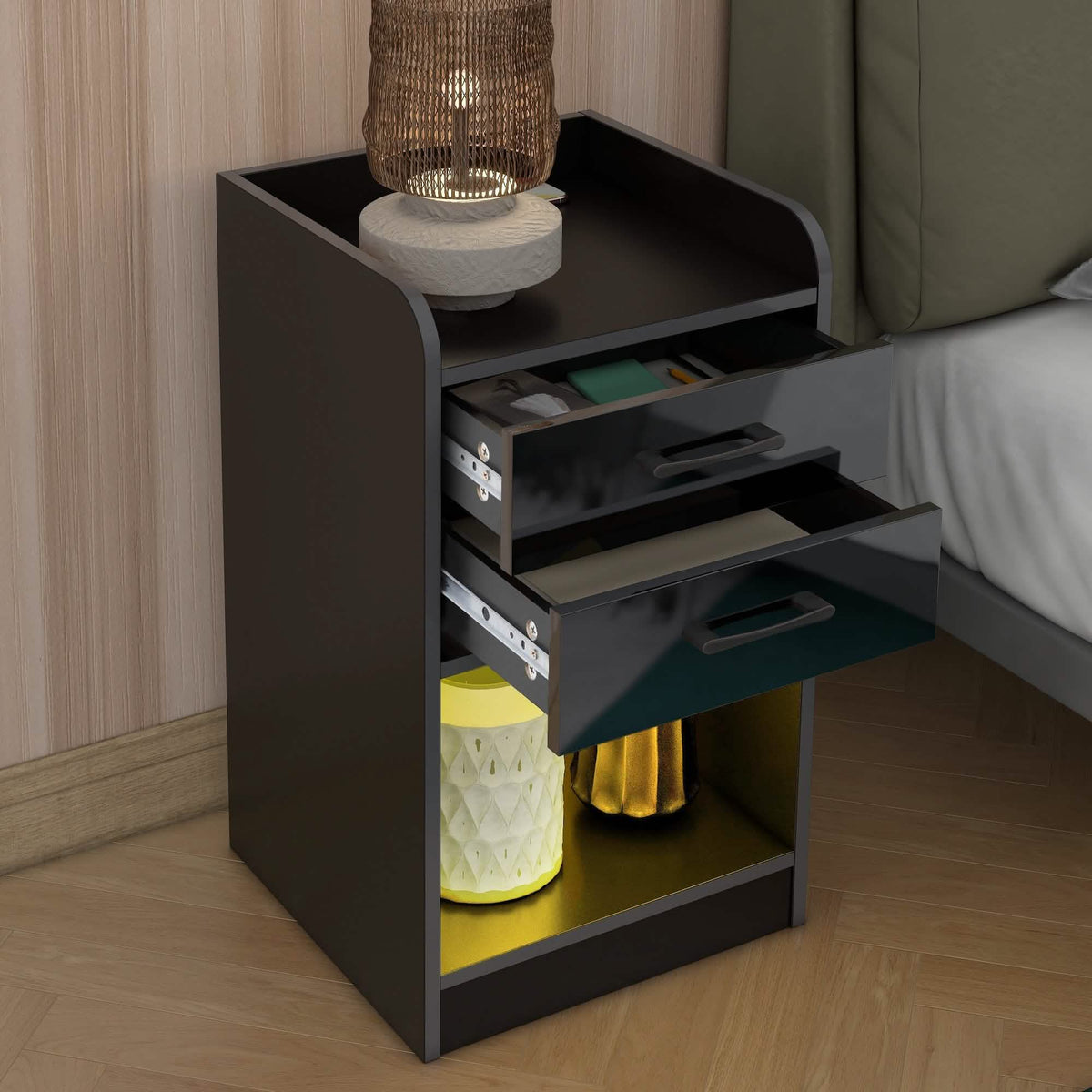Nightstand with Charging Station and LED Lights - A-1 Thread Vault
