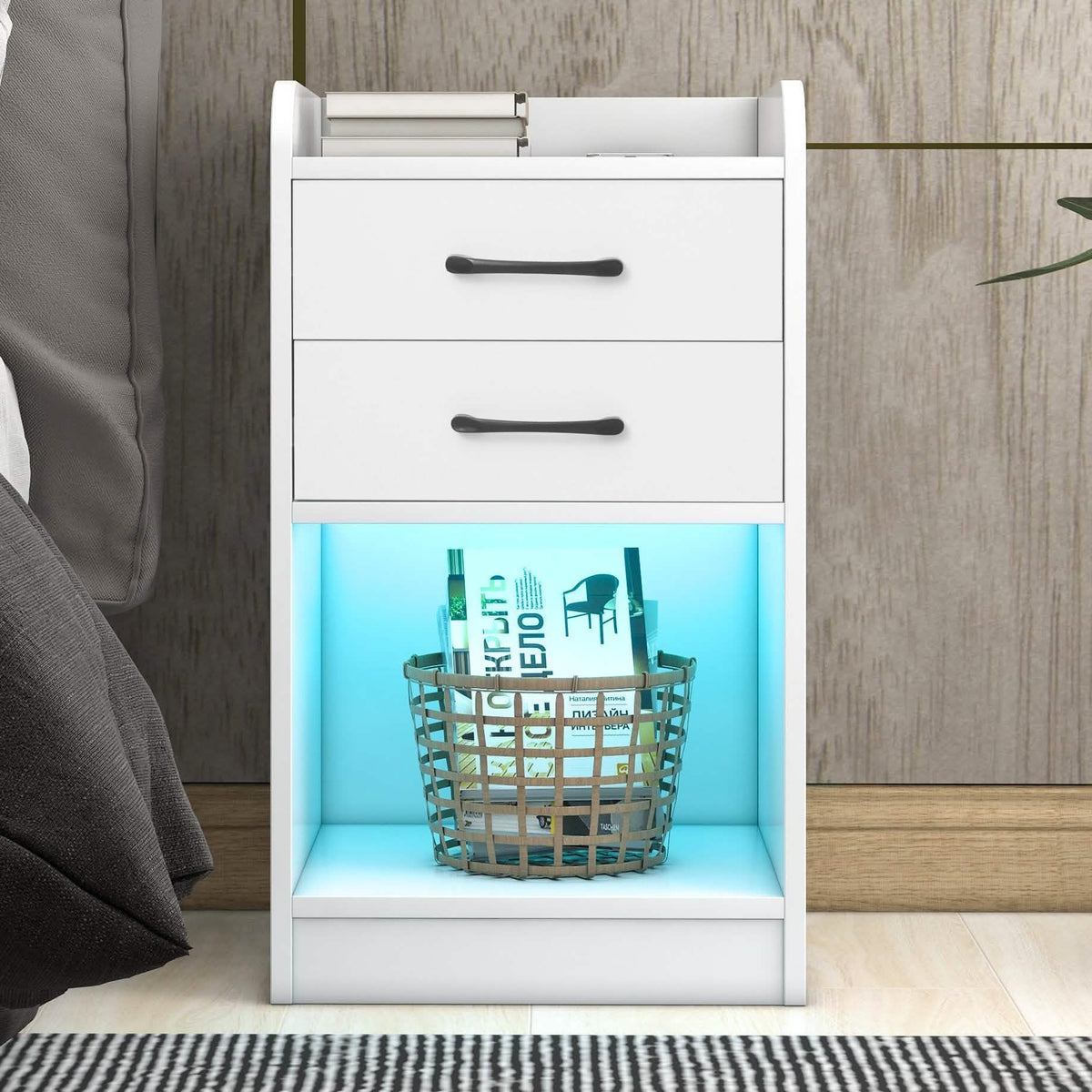 Nightstand with Charging Station and LED Lights - A-1 Thread Vault