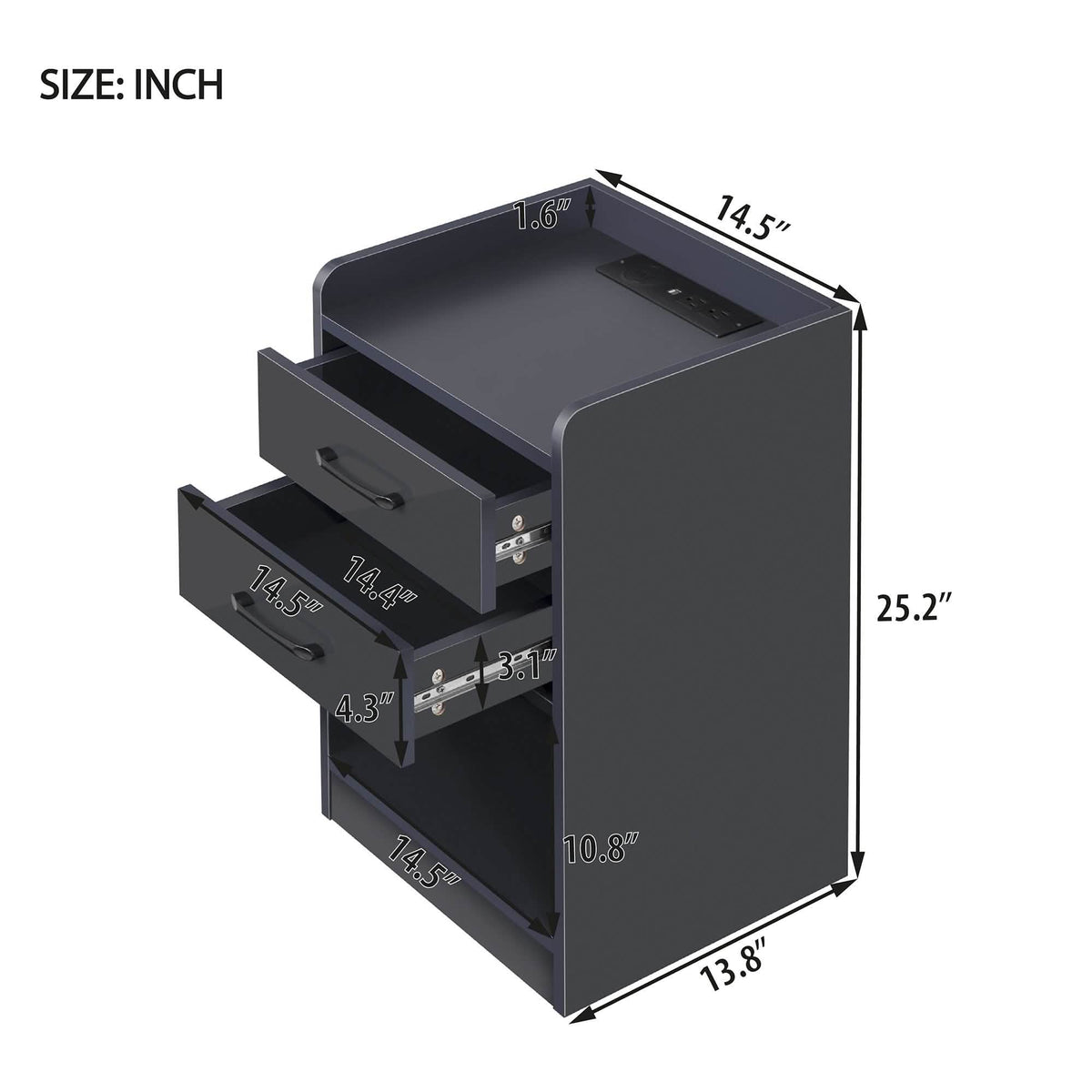 Nightstand with Charging Station and LED Lights - A-1 Thread Vault