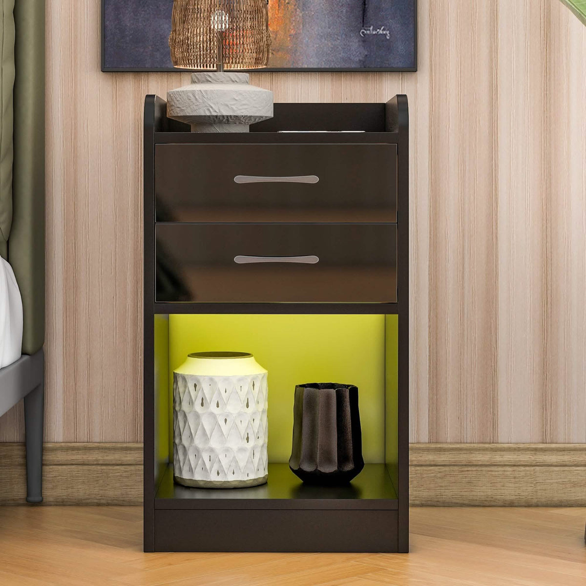 Nightstand with Charging Station and LED Lights - A-1 Thread Vault