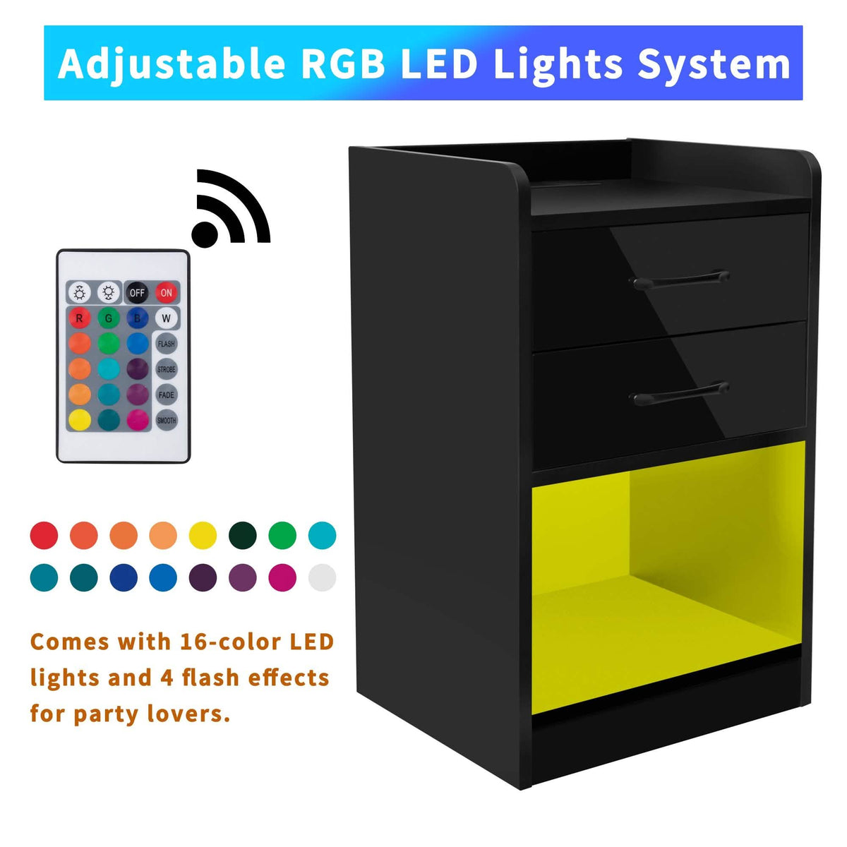 Nightstand with Charging Station and LED Lights - A-1 Thread Vault